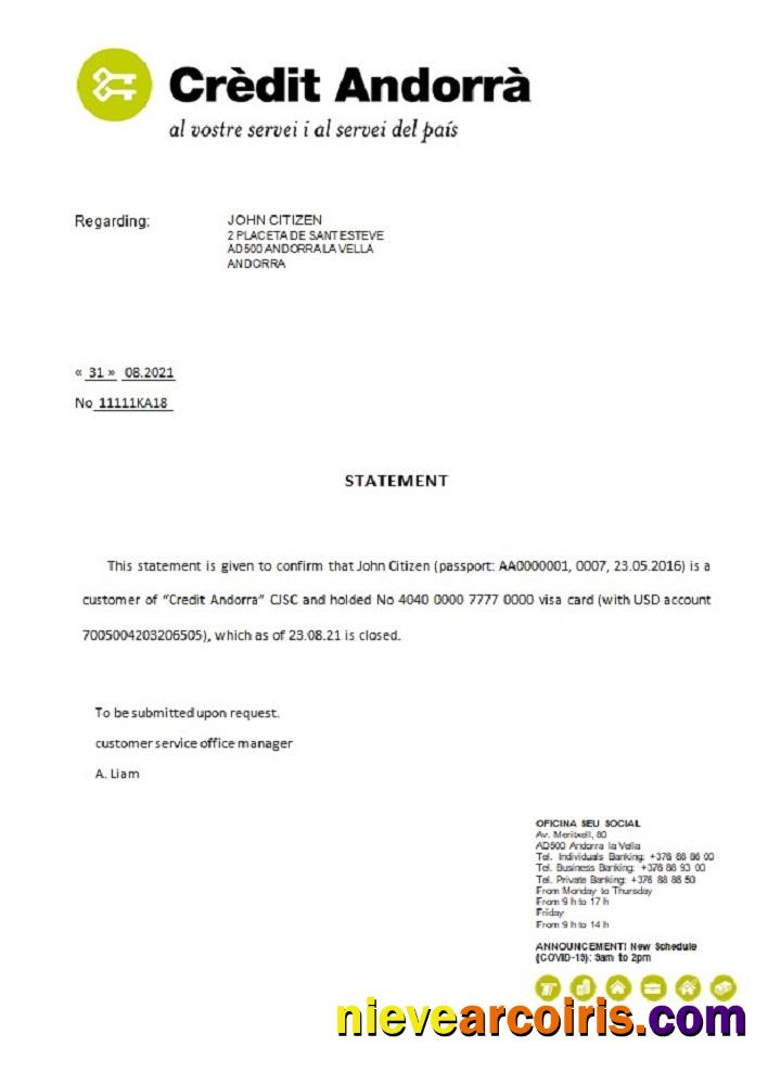 Andorra Credit Andorra bank closure reference